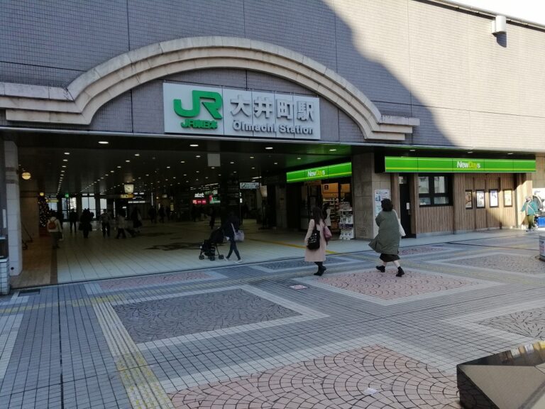 大井町駅中央口の駅舎と駅前歩道